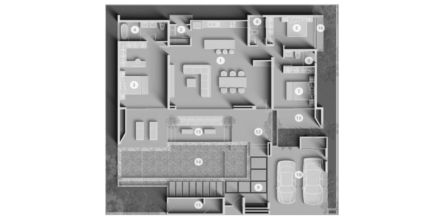 Villa floor plan «3BR-47», 3 bedrooms in Clover Residence – Luxe Zone Phase III