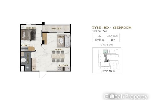 Condo in Pattaya, Thailand, 1 bedroom  № 234178 - photo 15