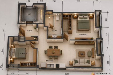 Condo in Bangkok, Thailand, 2 bedrooms № 254891