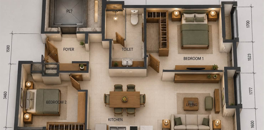 Condo in Bangkok, Thailand, 2 bedrooms № 254891
