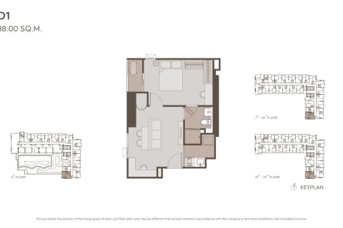 Eigentumswohnung in Thonburi, Bangkok, Thailand, 1 Schlafzimmer № 234299 - Foto 10