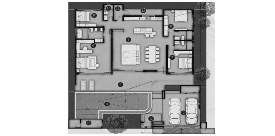 Villa floor plan «4BR-49», 4 bedrooms in Clover Residence – Luxe Zone Phase III