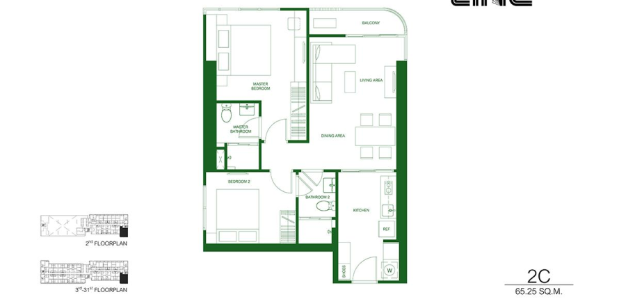 Condominio de 2 dormitorios en Bangkok, Tailandia № 241621