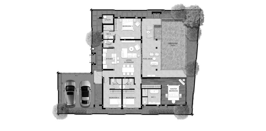 Villa floor plan «4BR-25», 4 bedrooms in Rungtiva Private Pool Villas