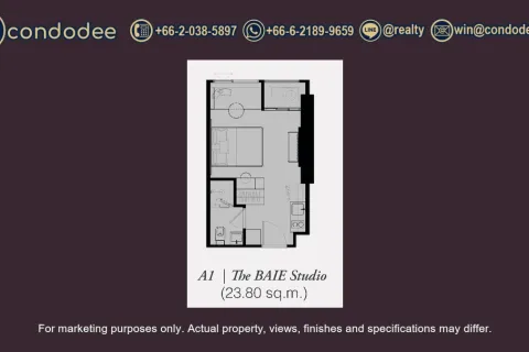 Studio in the Condo in Bangkok, Thailand № 251026 - Foto 6