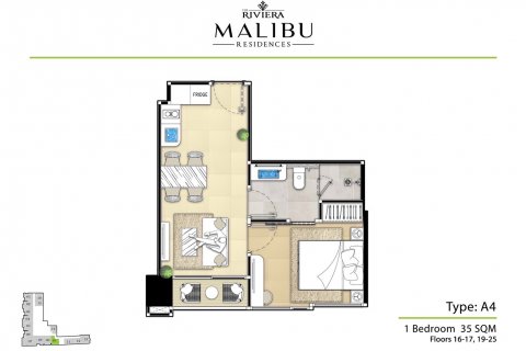 สตูดิโอในคอนโดมิเนียมในพัทยา, ประเทศไทย ใน Utopia Yamu № 120637