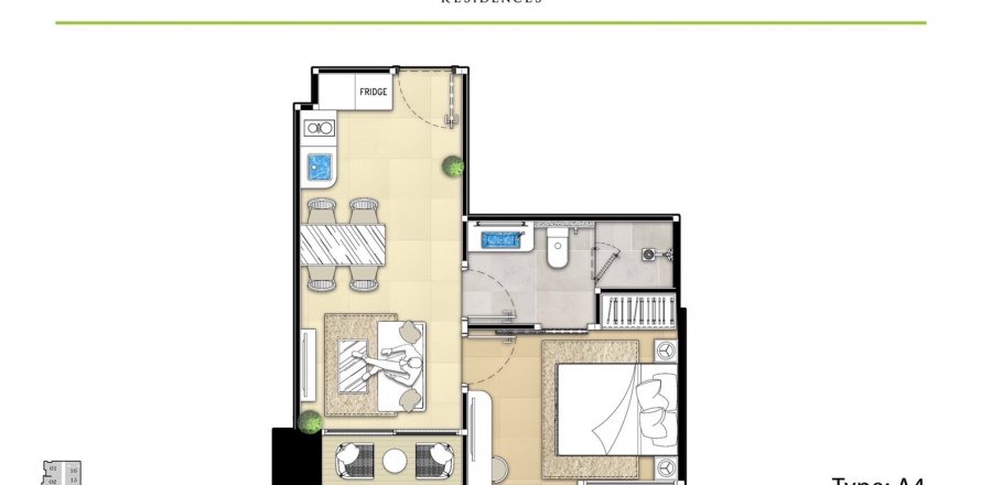 Estudio en el condominio en Pattaya, Tailandia en The Riviera Malibu № 120637