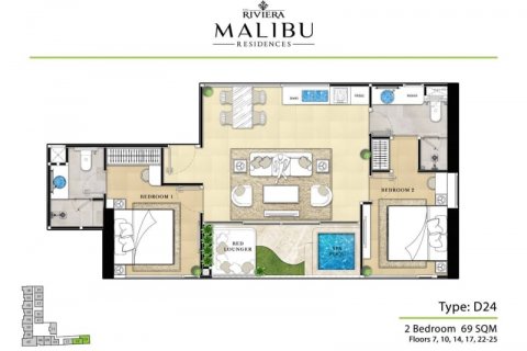 คอนโดมิเนียมในพัทยา, ประเทศไทย, 2 ห้องนอน ใน Utopia Yamu № 120638