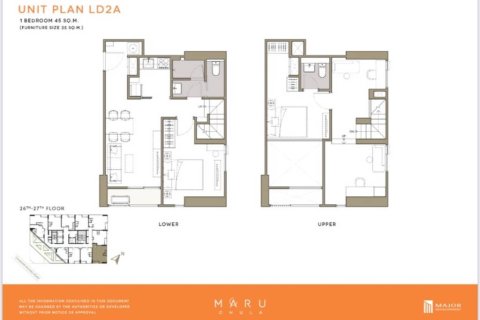 Penthouse in Bangkok, Thailand 2 Schlafzimmer № 146971 - Foto 4