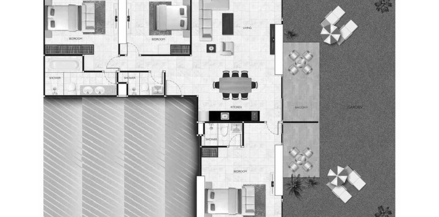 Plano de planta de apartamento «TYPE V-3B-B», 3 dormitorios in Resell Grand Solair