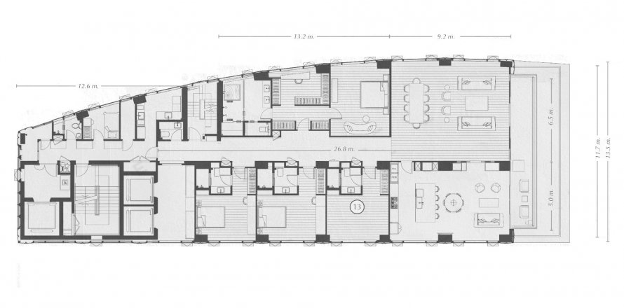 Plano de planta de ático «Scope Langsuan», 3 dormitorios in Scope Thonglor