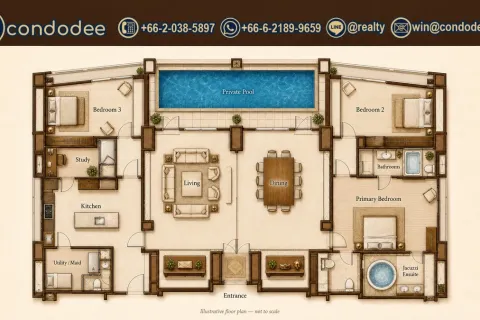 Eigentumswohnung in Watthana, Bangkok, Thailand, 3 Schlafzimmer  № 200580 - Foto 15