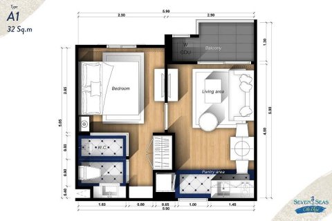 Condominio de 1 dormitorio en Jomtien Beach, Pattaya, Tailandia № 204344 - foto 3