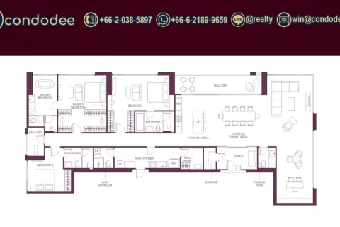 Eigentumswohnung in Sathon, Bangkok, Thailand, 3 Schlafzimmer  № 220542 - Foto 3