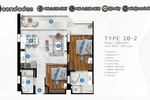 Condominio de 2 dormitorios en Bangkok, Tailandia № 202298 - foto 10