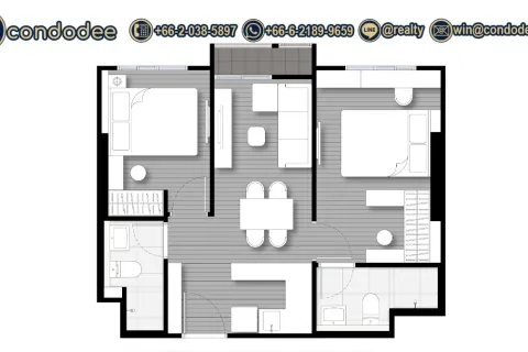Condominio de 2 dormitorios en Bangkok, Tailandia № 202295 - foto 6