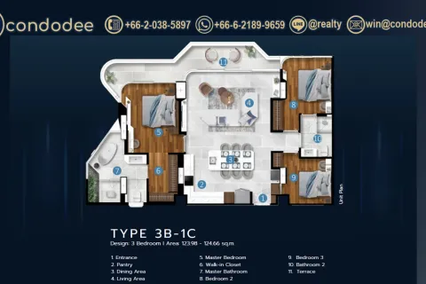 Condominio de 3 dormitorios en Bangkok, Tailandia № 202297 - foto 9