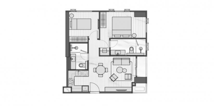 Планировка Кондоминиума «2BR-7» 2 спальни в ЖК Muniq Sukhumvit 23