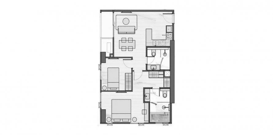 Планировка Кондоминиума «2BR-8» 2 спальни в ЖК Muniq Sukhumvit 23