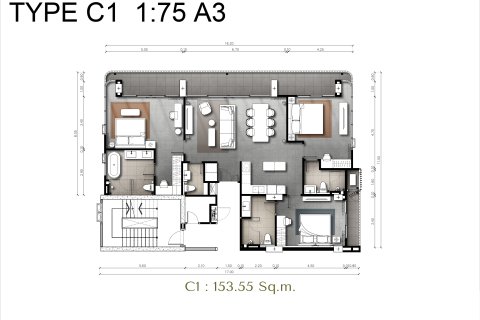 Condo sur Jomtien Beach, Pattaya, Thaïlande, 3 chambres № 165626 - photo 29