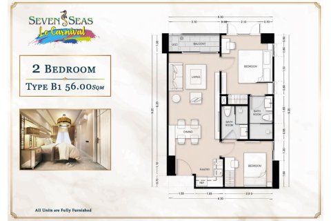 Condo on Jomtien Beach, Pattaya, Thailand, 2 bedrooms  № 165622 - photo 19