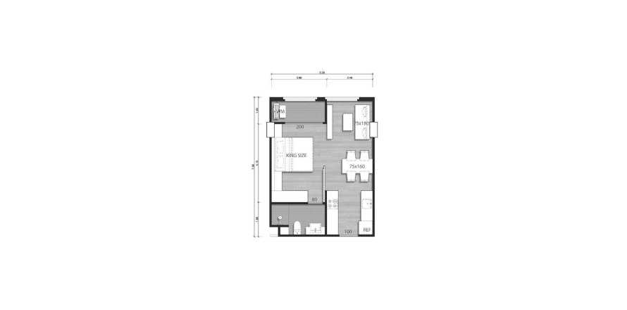 Plano de planta de condominio «Above Element Condominium», 1 dormitorio in Above Element Condominium