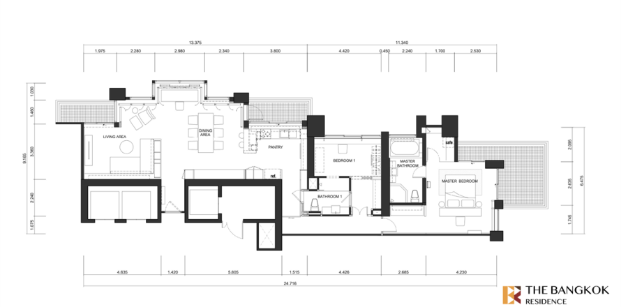 Condominio de 2 dormitorios en Bangkok, Tailandia № 186358