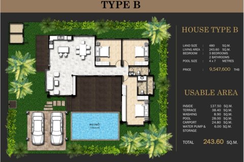 Villa in Hua Hin, Thailand 3 Schlafzimmer № 169806 - Foto 9