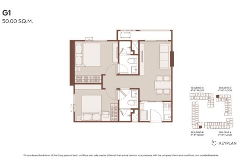 Eigentumswohnung in Bangkok, Thailand, 2 Schlafzimmer  № 169777 - Foto 11