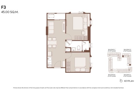 Eigentumswohnung in Bangkok, Thailand, 2 Schlafzimmer № 169778 - Foto 11