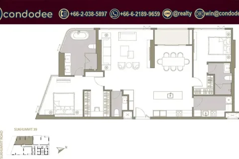 Eigentumswohnung in Watthana, Bangkok, Thailand, 2 Schlafzimmer № 220531 - Foto 8