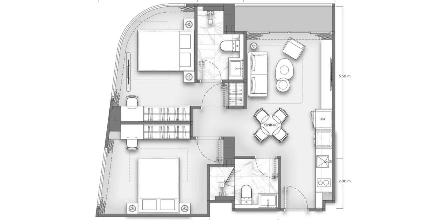 Plano de planta de apartamento «TYPE I», 1 dormitorio in Vibe Residence