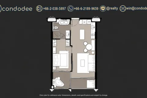 Condo à Bangkok, Thaïlande, 1 chambre № 234009 - photo 5
