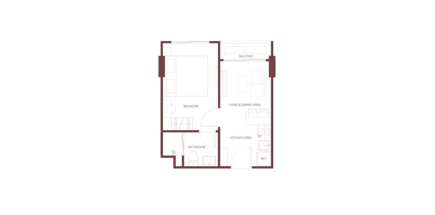 Apartment floor plan «Rhea in Phuket», 1 bedroom in Rhea