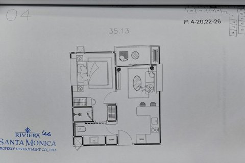 อพาร์ตเมนต์ในพัทยา, ประเทศไทย 1 ห้องนอน № 164951