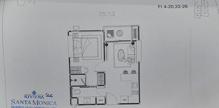Apartamento de 1 dormitorio en Pattaya, Tailandia № 164951