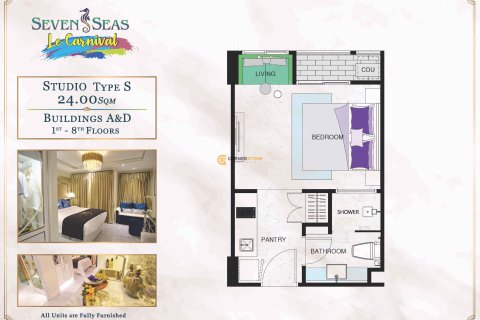 Condominio de 1 dormitorio en Jomtien Beach, Pattaya, Tailandia № 204917 - foto 4