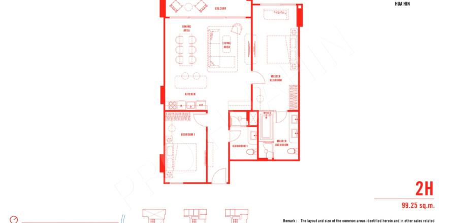 Apartamento de 2 dormitorios en Hua Hin, Tailandia № 194874