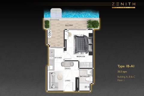 Condominio de 1 dormitorio en Bang Lamung, Tailandia № 165191 - foto 12