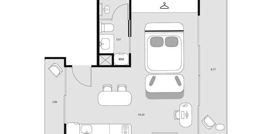 Eigentumswohnung Grundriss «Essence », 1 Schlafzimmer in Essence