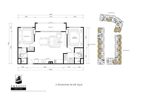 อพาร์ตเมนต์ในพัทยา, ประเทศไทย 2 ห้องนอน № 160172