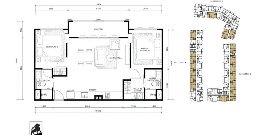 Apartamento de 2 dormitorios en Pattaya, Tailandia № 160172