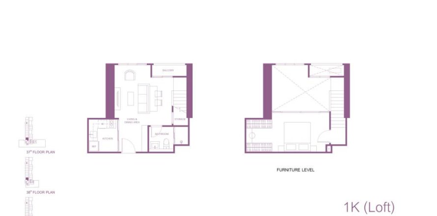 Duplex in Khlong San, Bangkok, Thailand 1 Schlafzimmer № 168062
