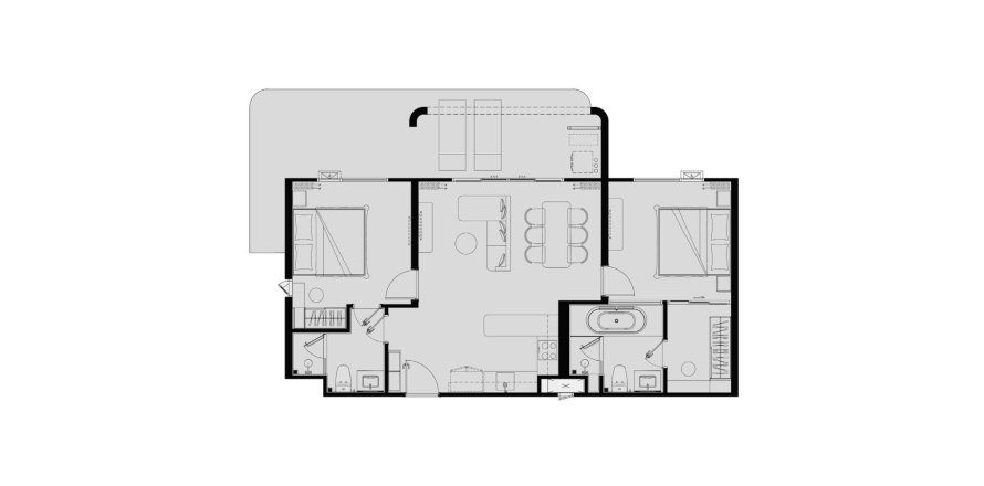 Plano de planta de ático «The Title Vivana», 2 dormitorios in The Title Vivana