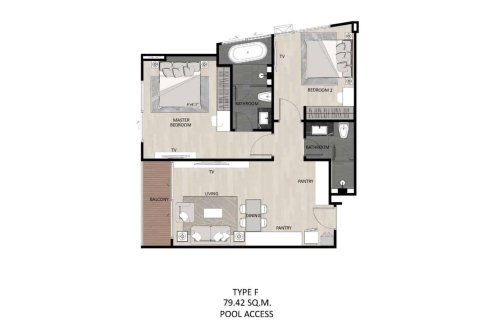 Condominio de 2 dormitorios en Naithon Beach, Tailandia № 166639 - foto 15