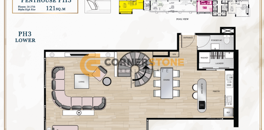 Estudio en el condominio en Jomtien Beach, Pattaya, Tailandia № 113461