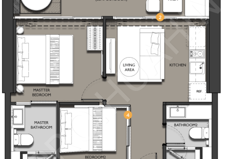 Apartamento de 2 dormitorios en Hua Hin, Tailandia № 194877 - foto 3
