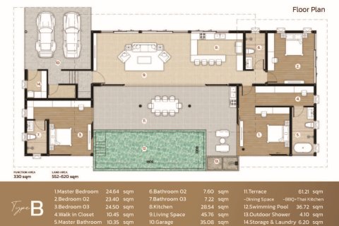 Villa in Hua Hin, Thailand 3 Schlafzimmer № 222714 - Foto 14