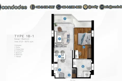 Condominio de 1 dormitorio en Bangkok, Tailandia № 202301 - foto 10