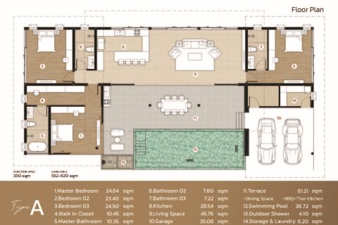 Villa in Hua Hin, Thailand 3 Schlafzimmer № 222692 - Foto 14